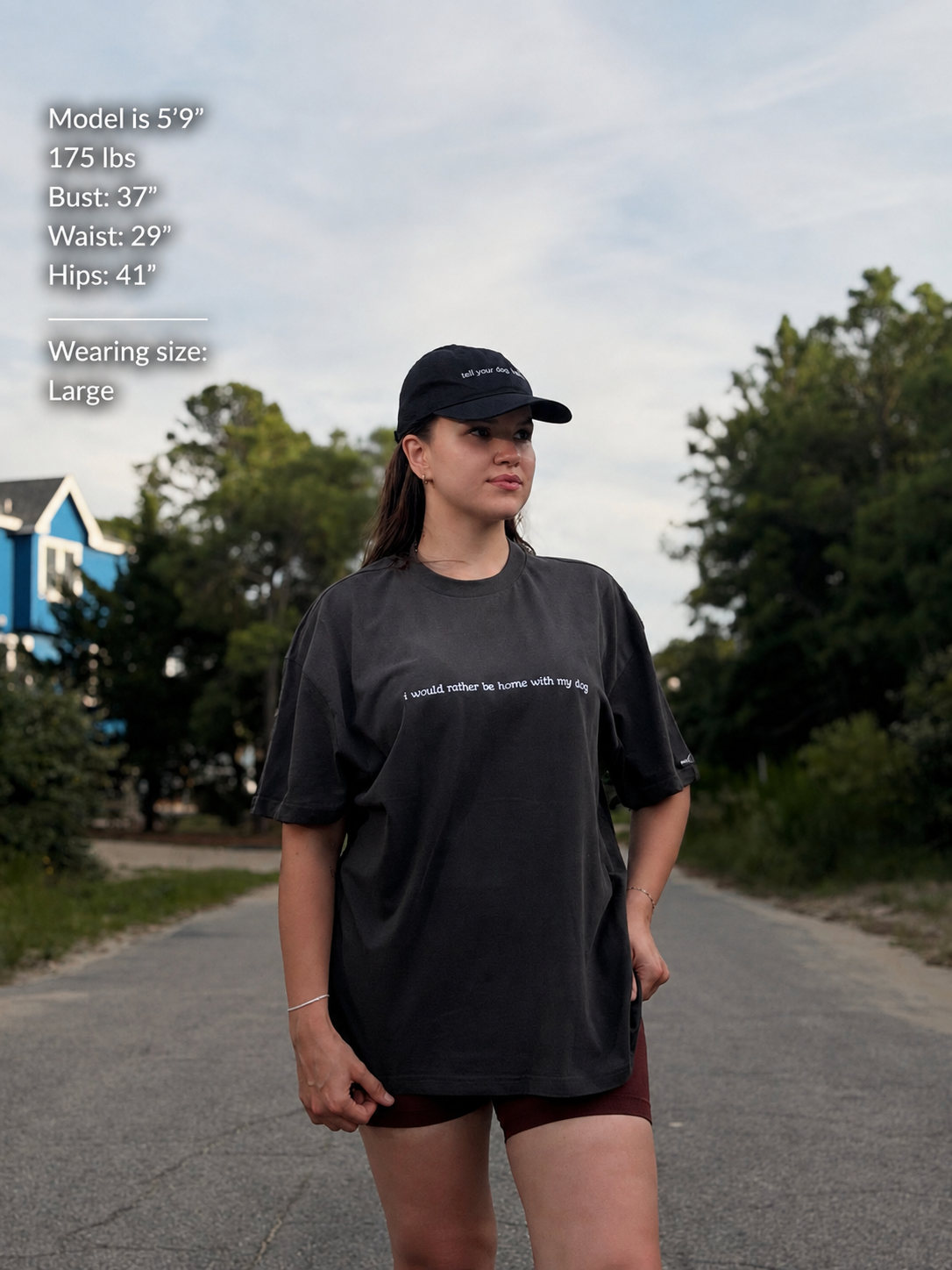 “I would rather be home with my dog” dark box tee