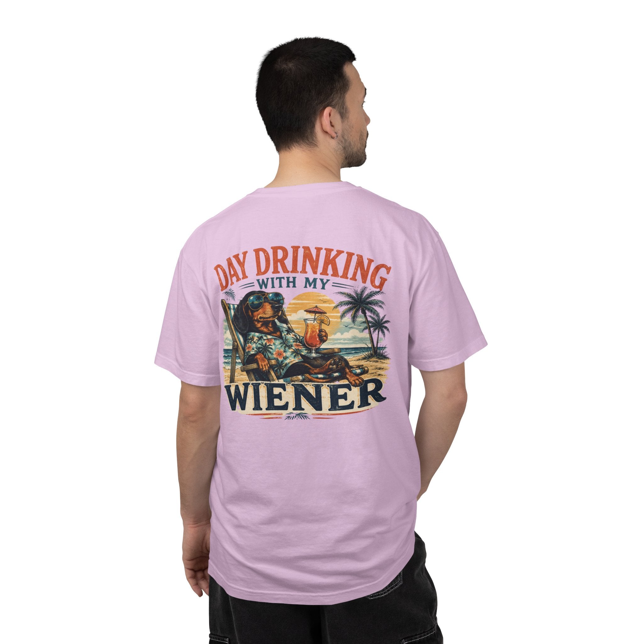 T-shirt — "Day drinking with my wiener" Dachshund Graphic Tee