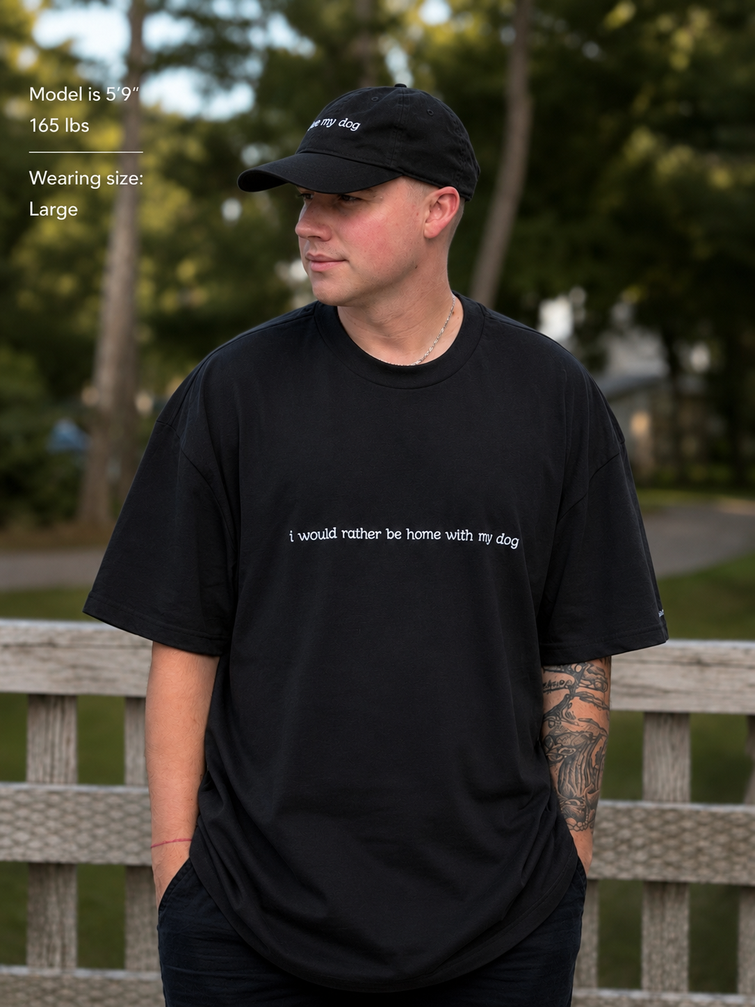 “I would rather be home with my dog” dark box tee