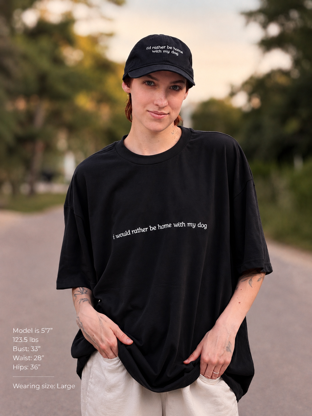 “I would rather be home with my dog” dark box tee