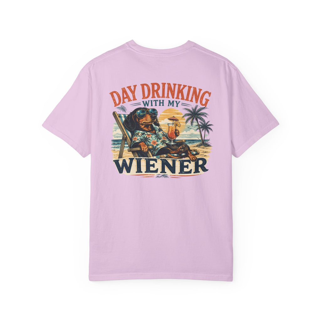 T-shirt — "Day drinking with my wiener" Dachshund Graphic Tee