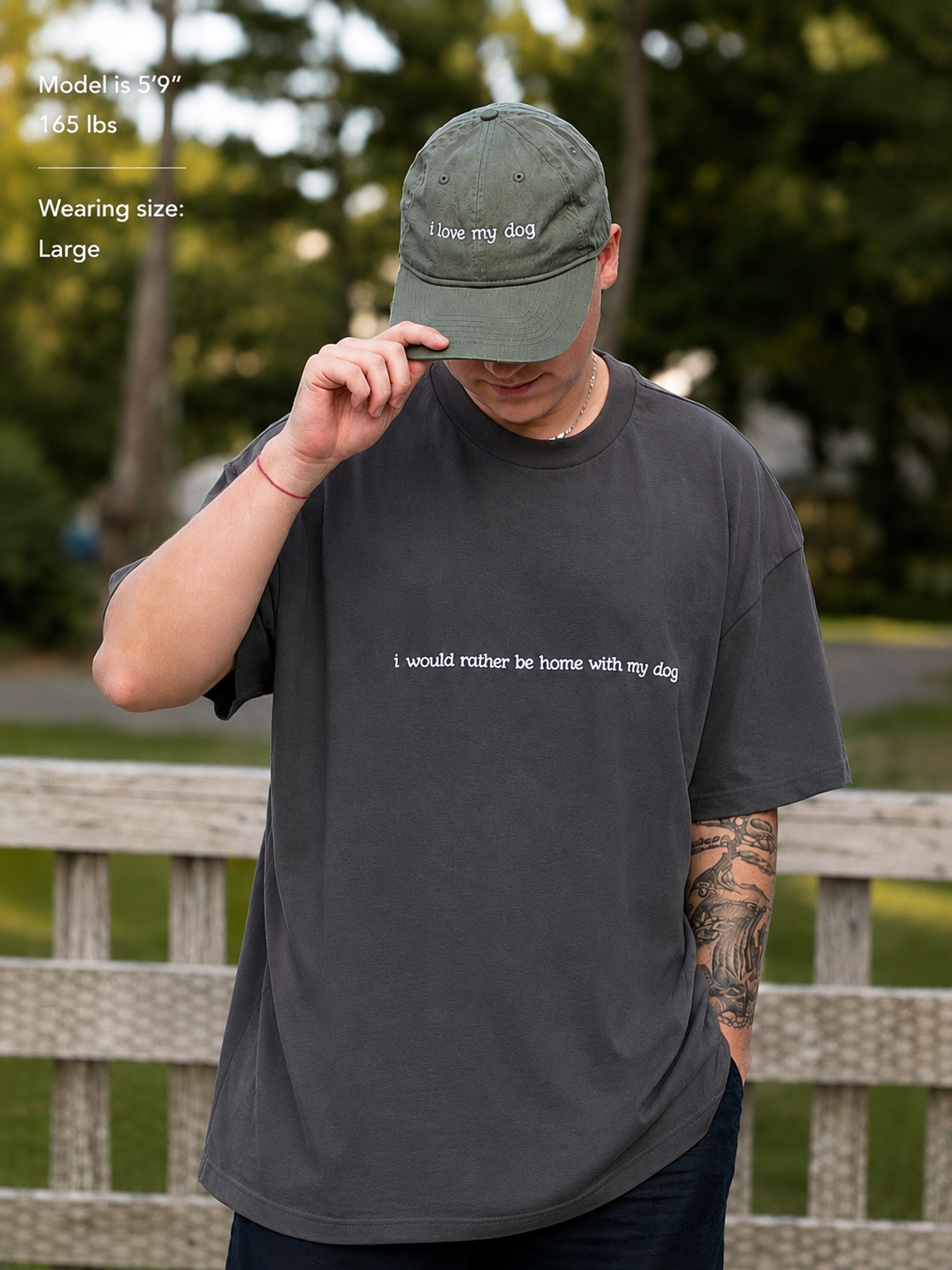 “I would rather be home with my dog” dark box tee